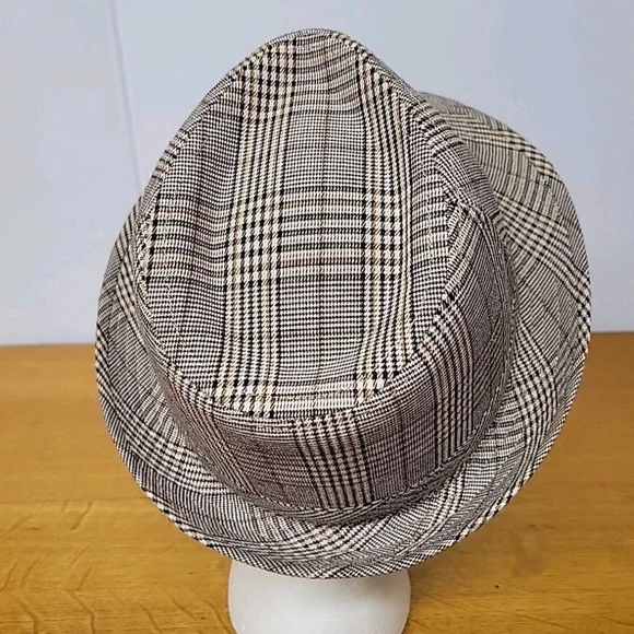 Anoma Woman’s Brown Plaid Fedora Hat Size  100% Cotton 7⅛(22") - Picture 5 of 10